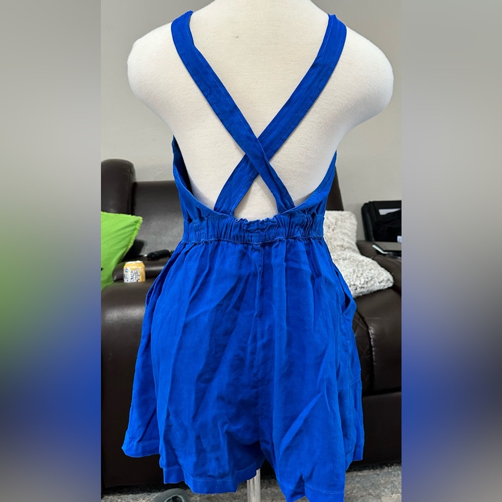 NWT ★: ZARA Linen-blend Jumpsuit, Blue, M